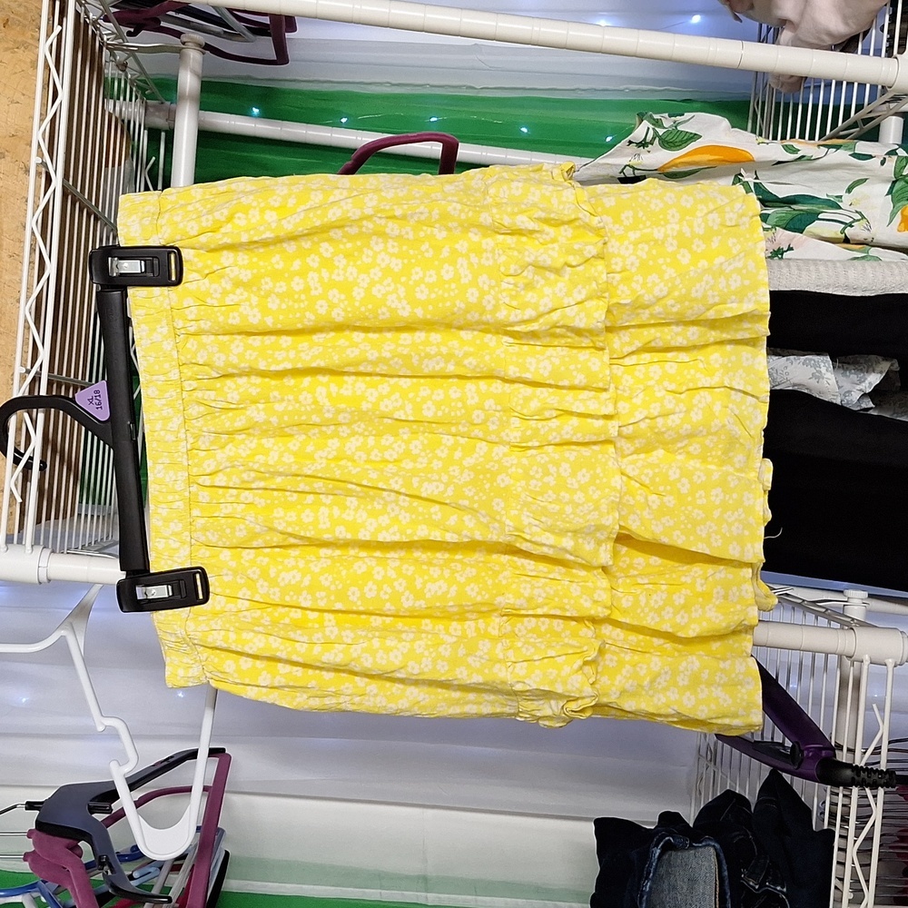 ABERCROMBIE AND FITCH YELLOW RUFFLE LAYERED SKIRT SIZE SMALL